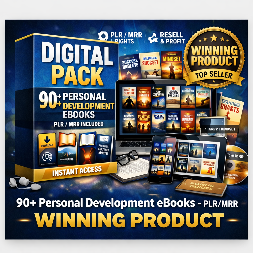 Personal Development Digital Pack – 90+ eBooks (PDF) with PLR/MRR Rights